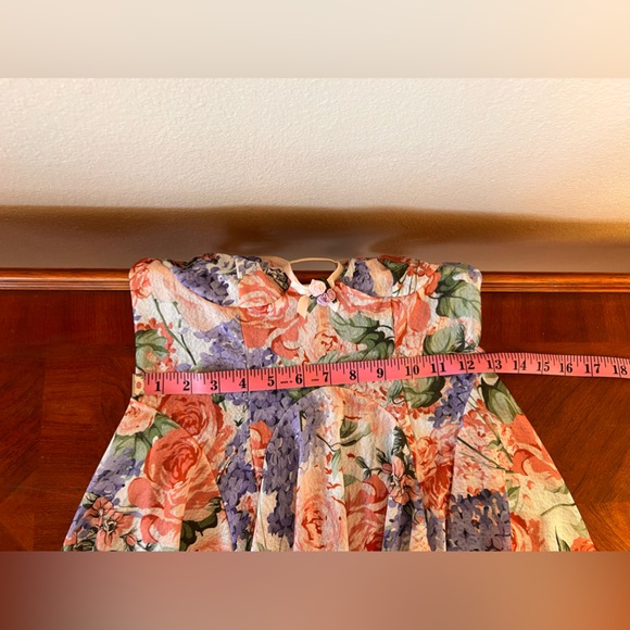 Floral Vintage Mesh Keyhole Ruffle Sleeve Strap 3D Flowers Babydoll Dress Size S - Picture 14 of 15